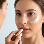 **

A woman with healthy, glowing skin, applying natural foundation. Focus on the radiant and healthy look, emphasizing the benefits of natural ingredients.

**