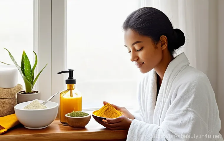 천연화장품과 항산화 효과 - **Prompt 1: Natural Skincare Ritual for Radiant Skin**
"A young woman in her late 20s, with a se...