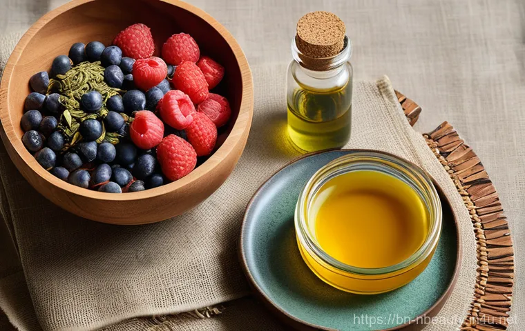 천연화장품과 항산화 효과 - **Prompt 1: Natural Skincare Ritual for Radiant Skin**
    "A young woman in her late 20s, with a se...