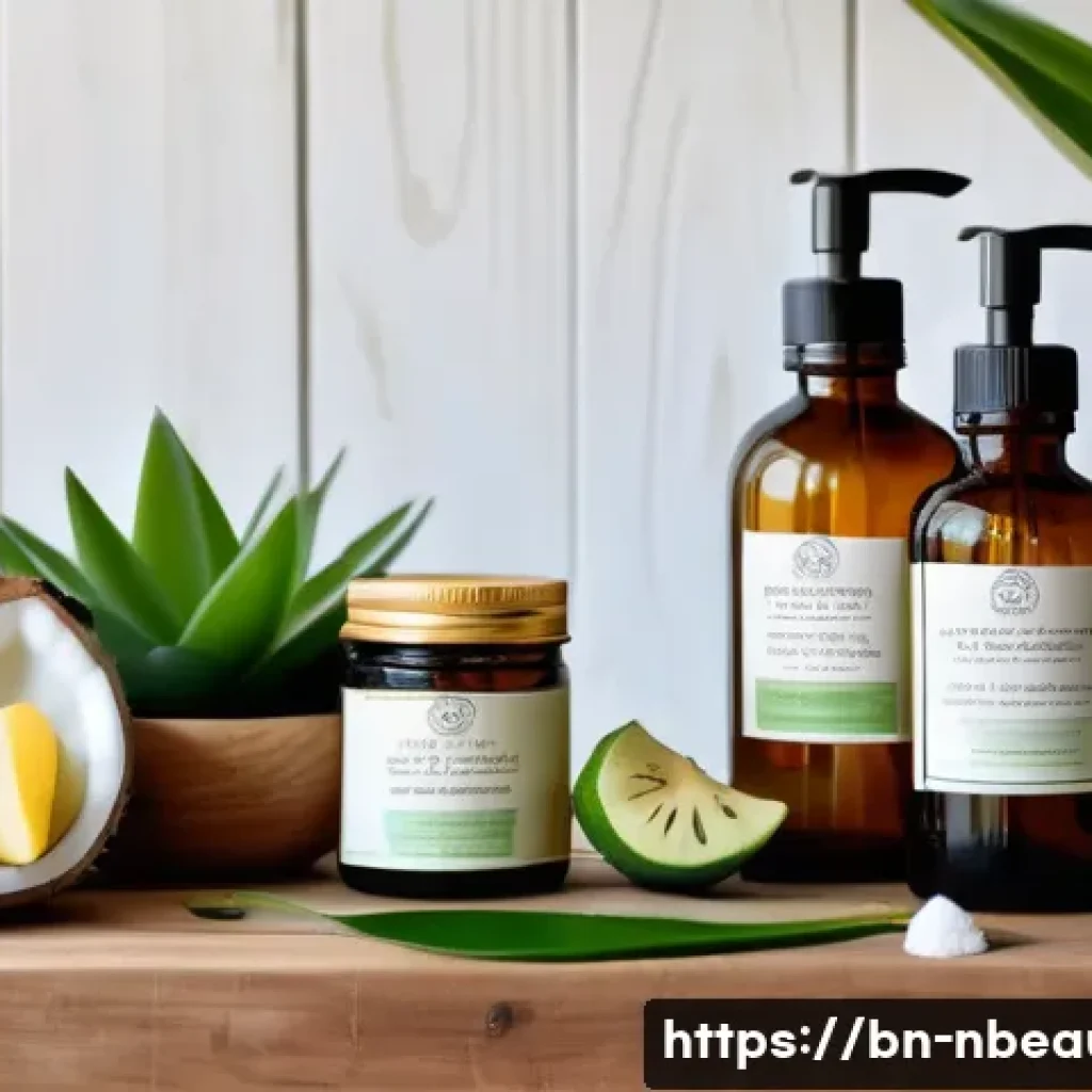 천연화장품과 천연비누 비교 - A serene and natural skincare setting featuring a variety of fresh Bengali flowers, fruits, and herb...
