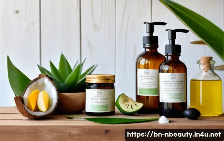 천연화장품과 천연비누 비교 - A serene and natural skincare setting featuring a variety of fresh Bengali flowers, fruits, and herb...